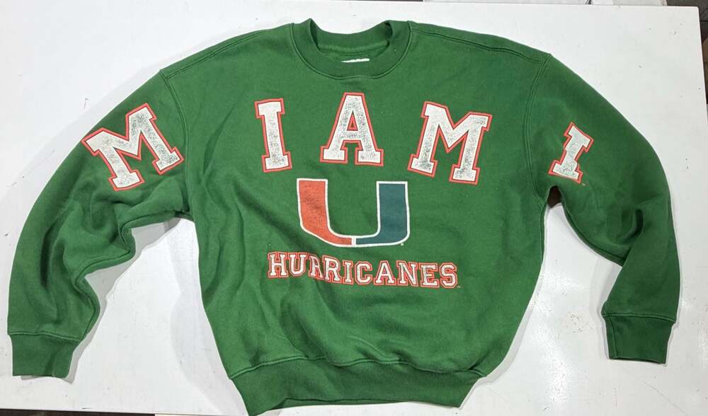 Hollister Miami Hurricanes Boxy Fit Graphic Crewneck Sweatshirt Green Size S
